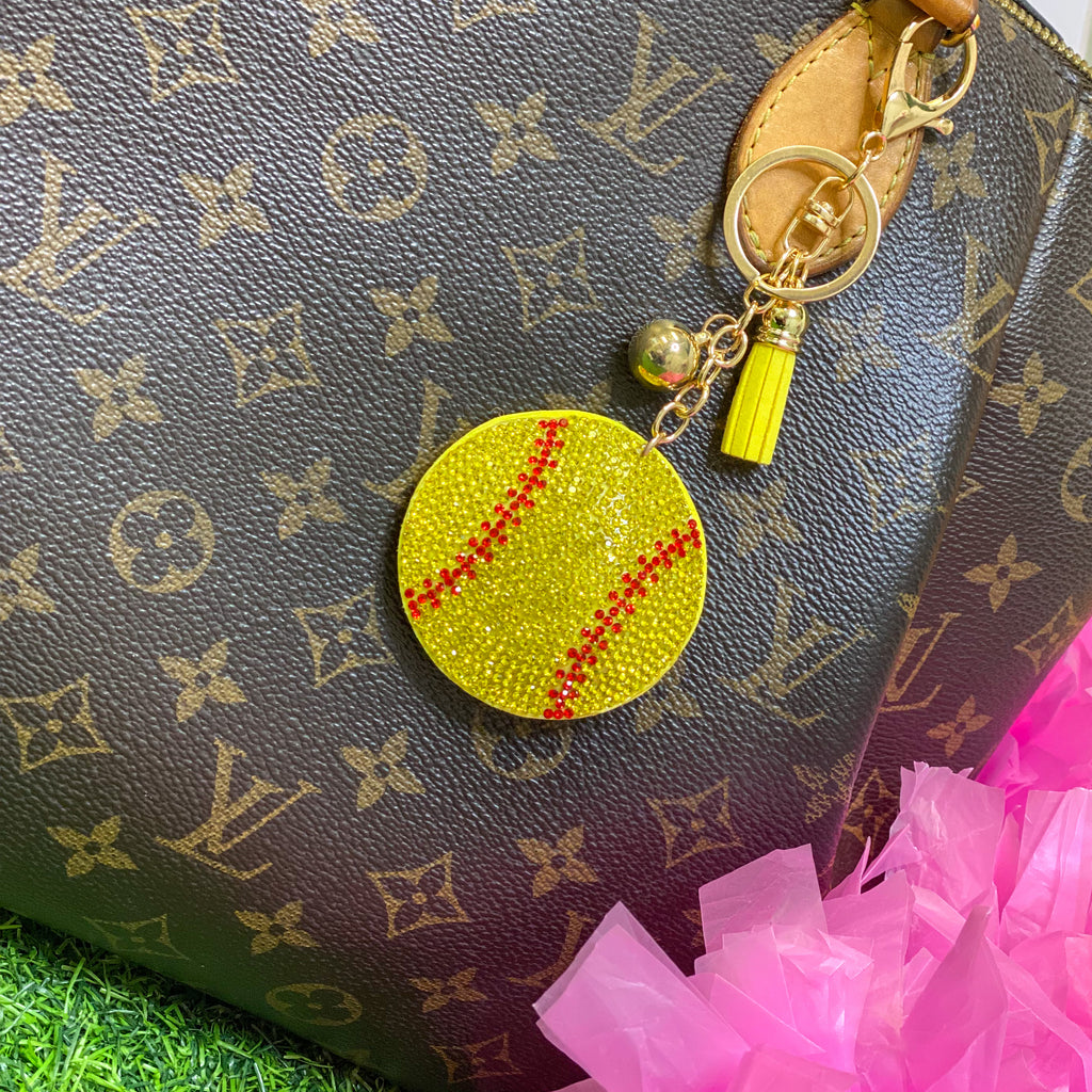 rhinestone softball purse/backpack charm