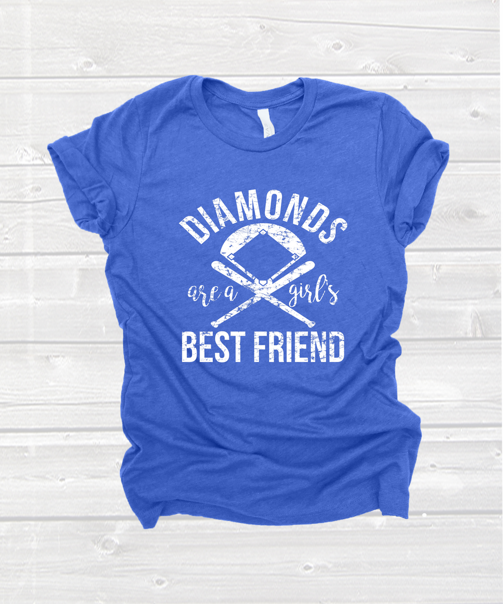 "diamonds are a girl's best friend" tee in heather blue