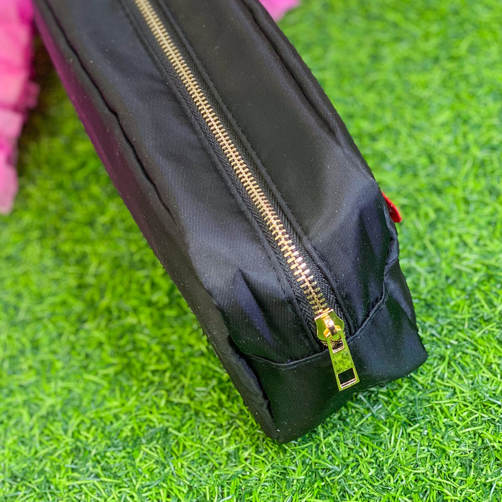 nylon football pouch in black