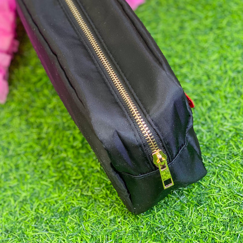 nylon football pouch in black