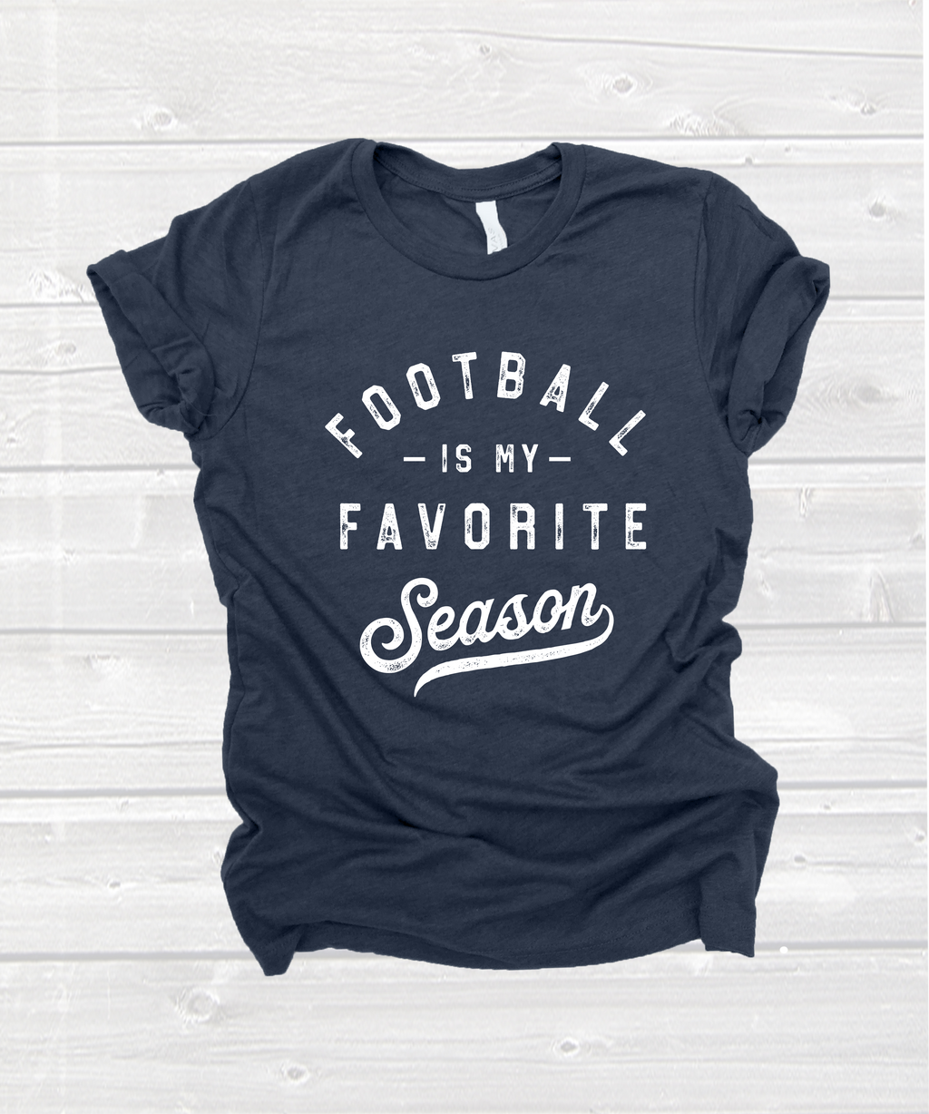 "football is my favorite season" tee in heather navy