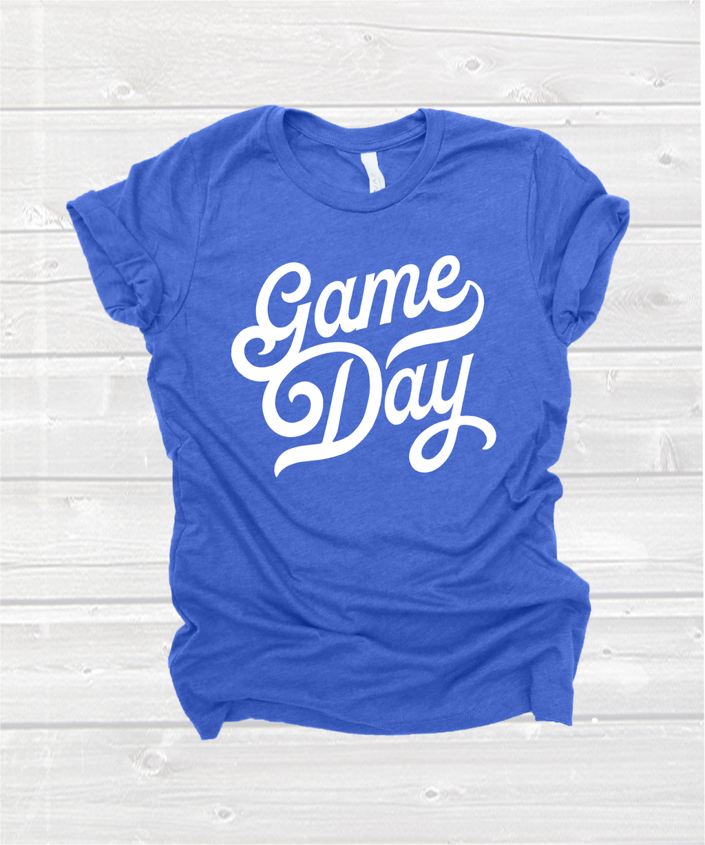 script "game day" tee in heather blue
