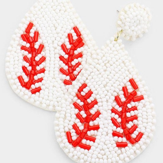 beaded baseball earrings