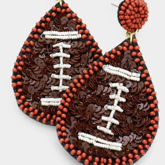 sequin football earrings