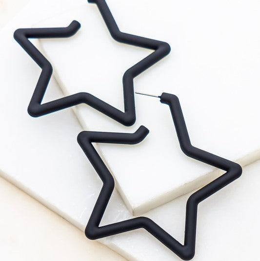 star hoop earrings in black