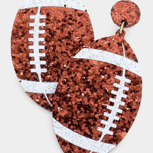 glitter football earrings