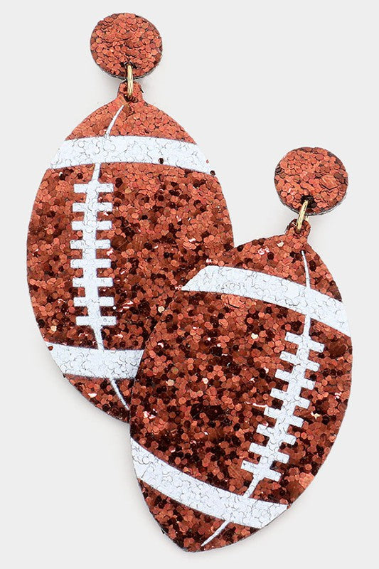 glitter football earrings