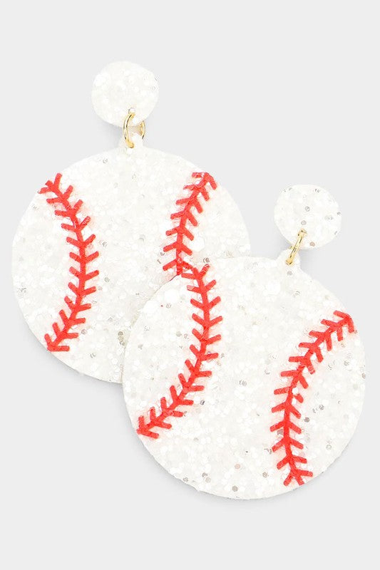 glitter baseball earrings