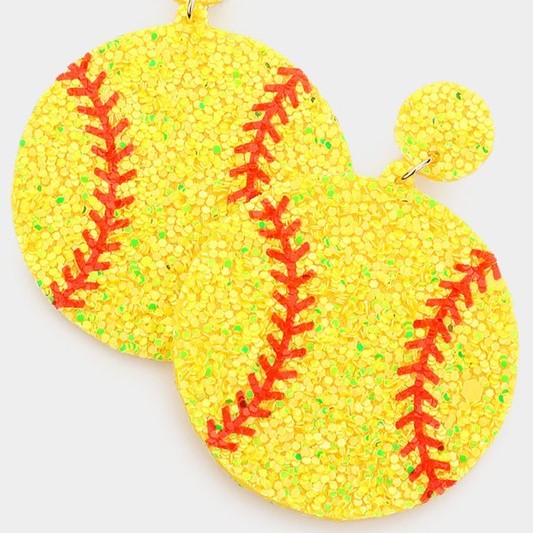 glitter softball earrings