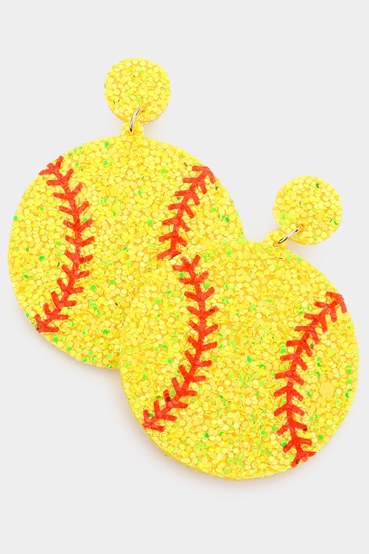 glitter softball earrings