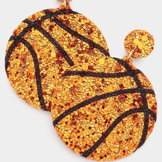 glitter basketball earrings
