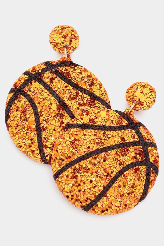 glitter basketball earrings