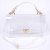 clear bag with gold accents