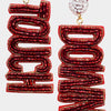 beaded touchdown earrings in maroon + white