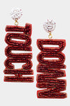 beaded touchdown earrings in maroon + white