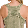 washed cotton sleeveless top in ash black