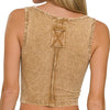 washed cotton cropped v-neck in ash black