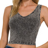 washed cotton cropped v-neck in ash black