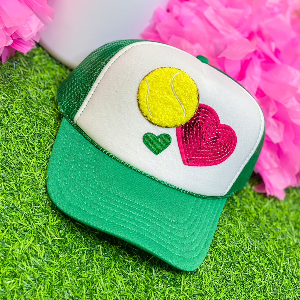 tennis trucker cap in green + white