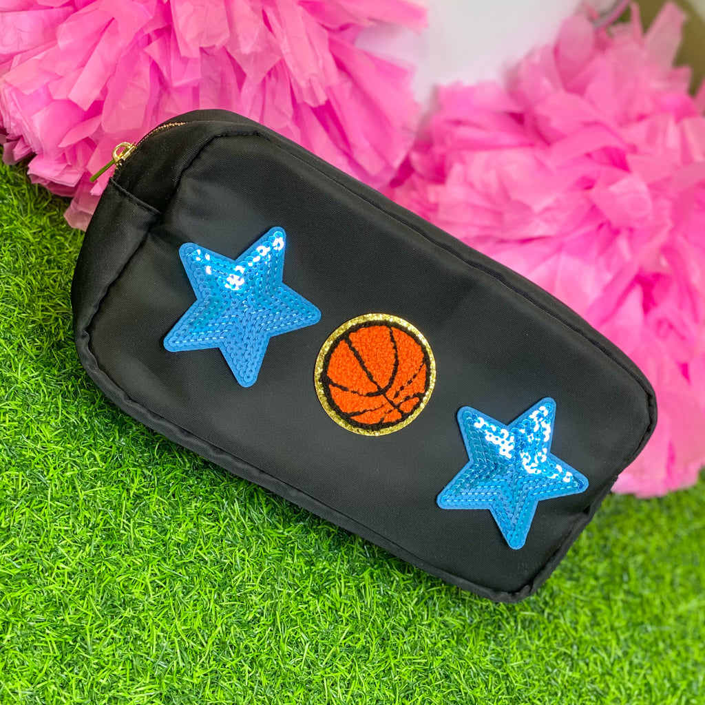 nylon basketball pouch in black