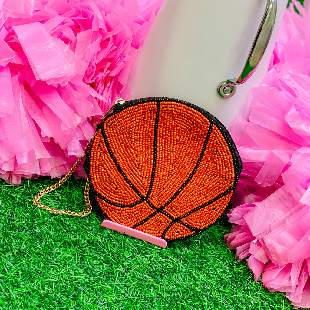 beaded basketball pouch