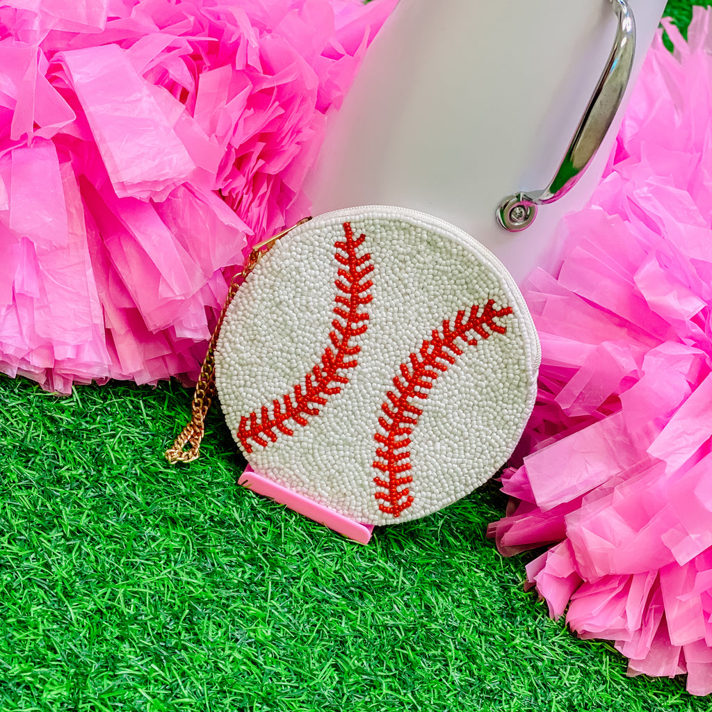 beaded baseball pouch