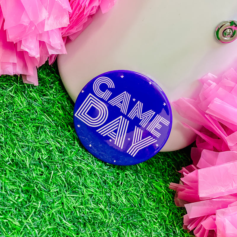 star gameday spirit button in purple + white