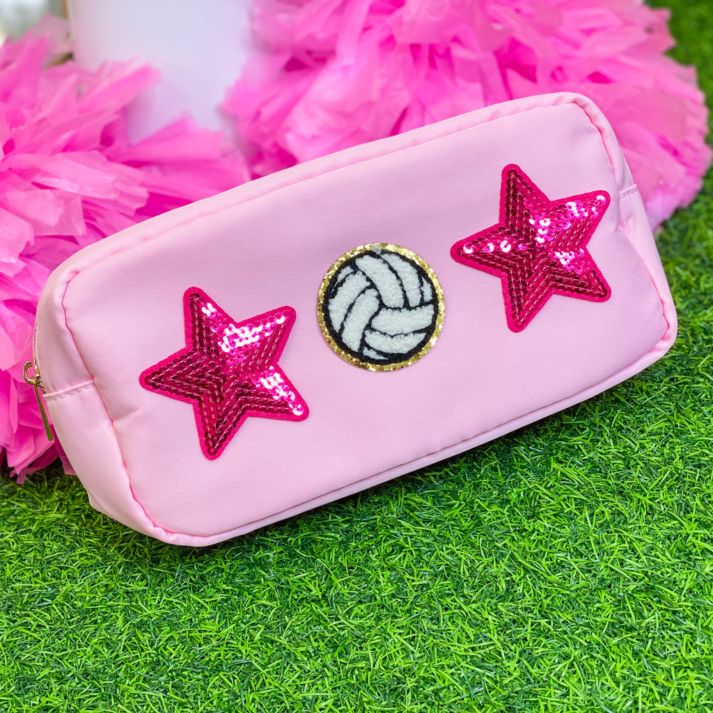 nylon volleyball pouch in light pink