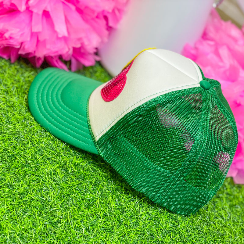 tennis trucker cap in green + white