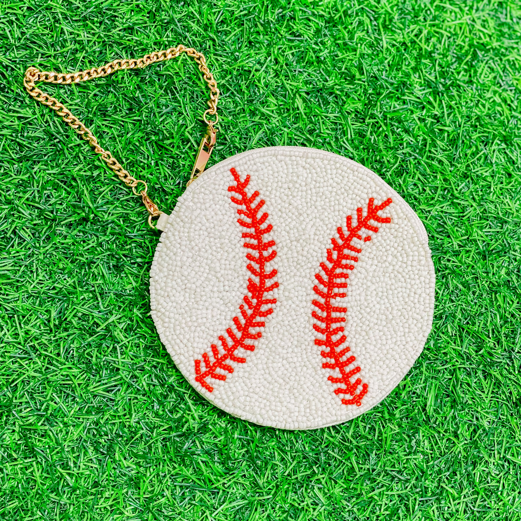 beaded baseball pouch