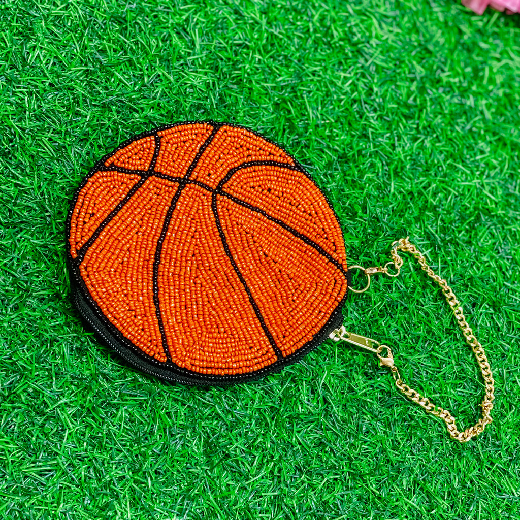 beaded basketball pouch
