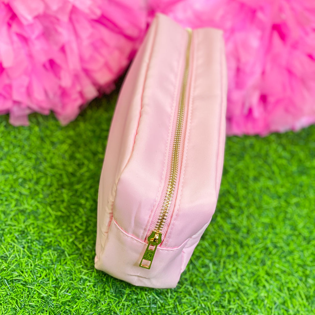 nylon tennis pouch in light pink