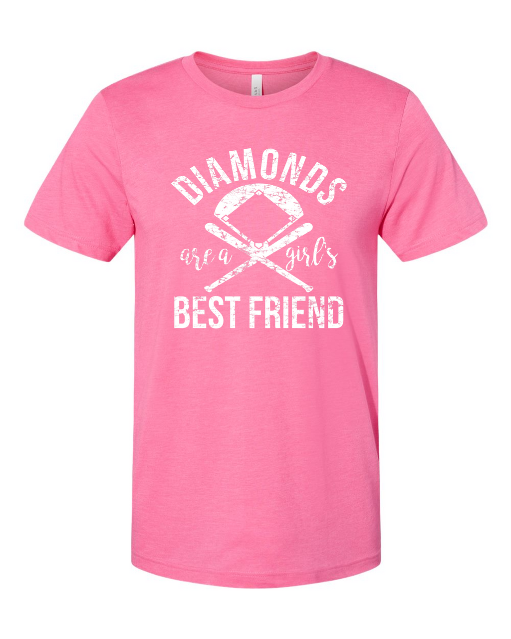 "diamonds are a girl's best friend" tee in heather pink