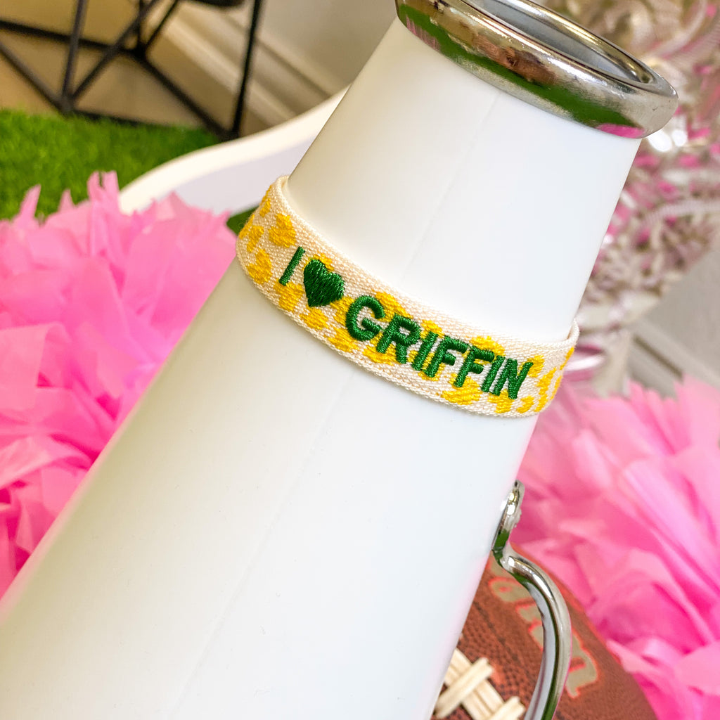 embroidered I LOVE GRIFFIN tassel bracelet