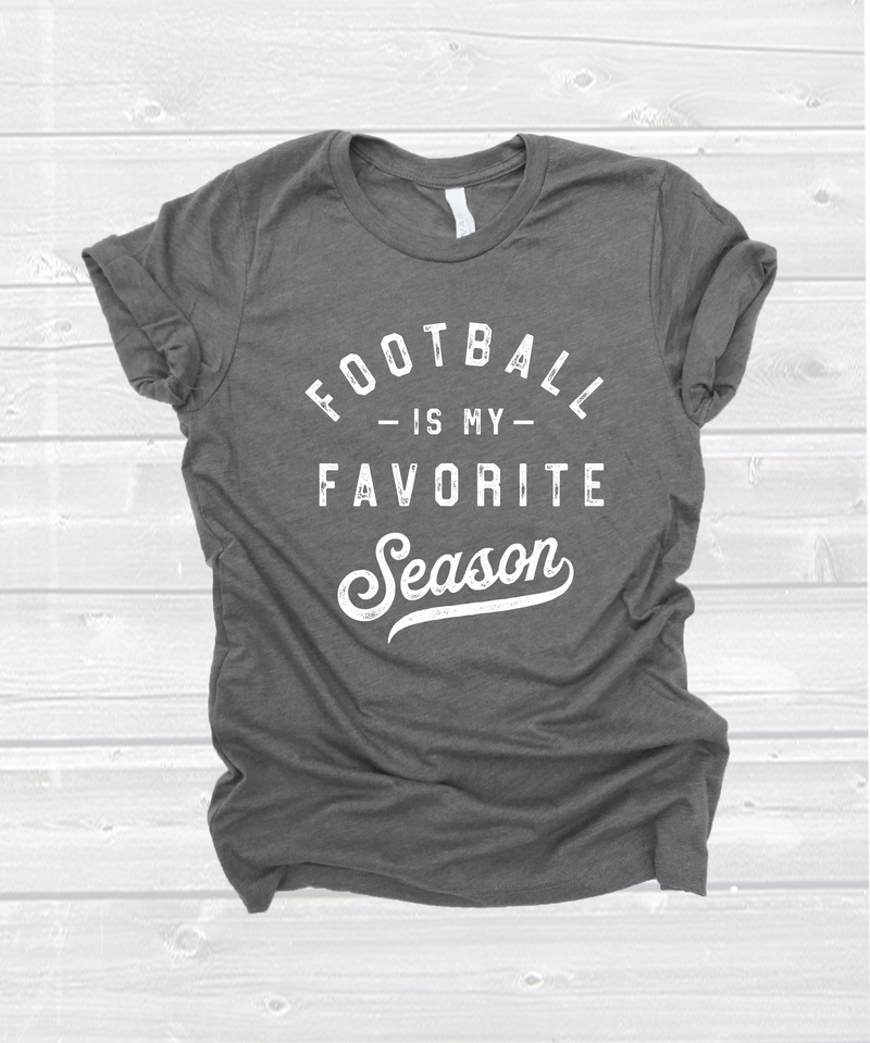 "football is my favorite season" tee in heather grey