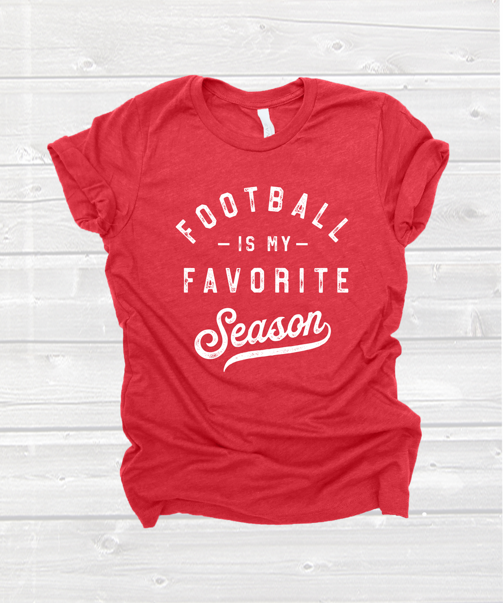 "football is my favorite season" tee in heather red
