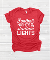 "football nights and stadium lights" tee in heather red