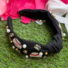sparkly rhinestone baseball headband in black