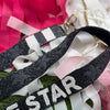 beaded LONE STAR purse strap in navy + dark grey + white