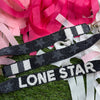 beaded LONE STAR purse strap in navy + dark grey + white