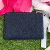 beaded coin pouch in navy + orange + white