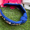 sparkly rhinestone baseball headband in royal