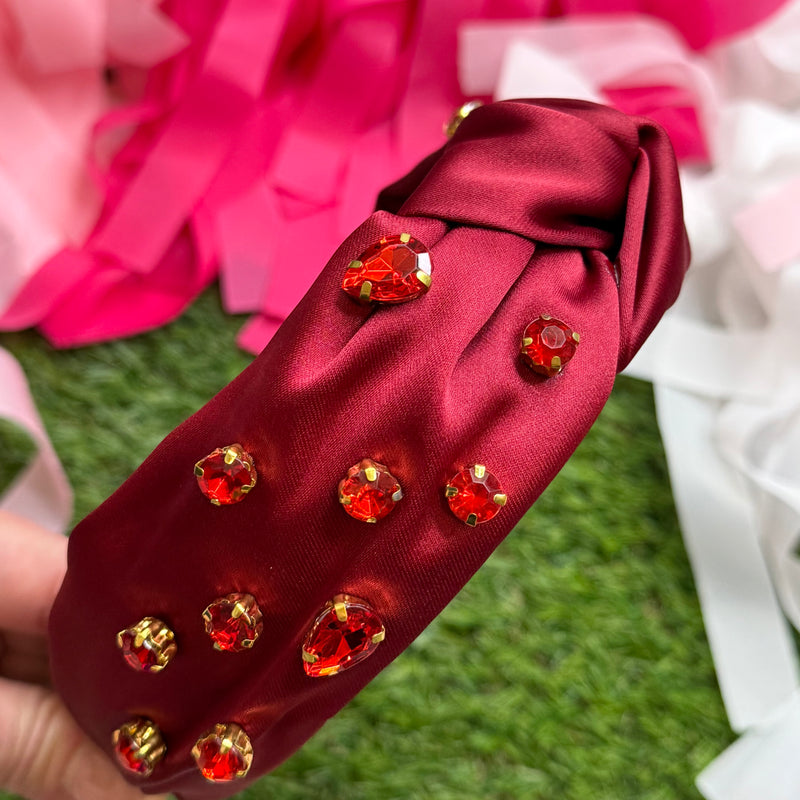 jeweled headband in burgundy
