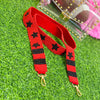 beaded purse strap in red + black