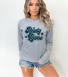 REEDY retro script sweatshirt in light heather grey