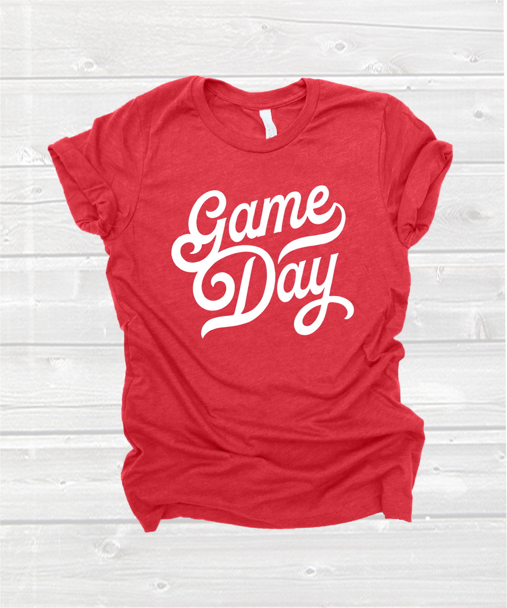 script "game day" tee in heather red