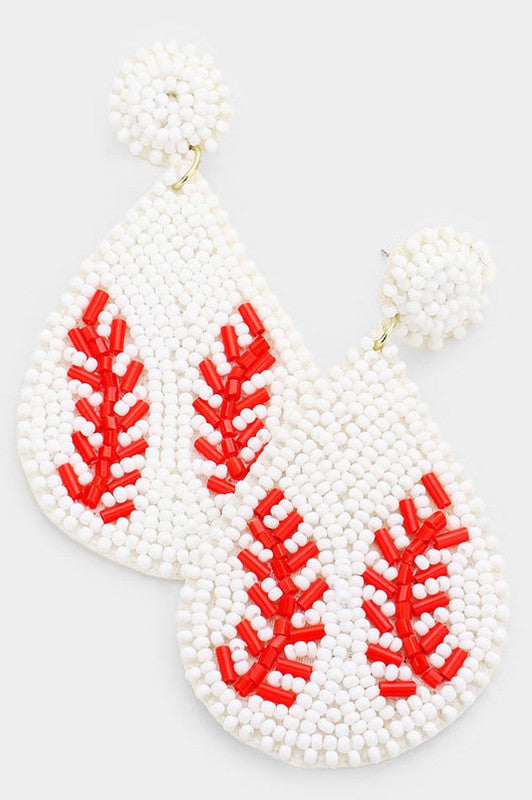 beaded baseball earrings