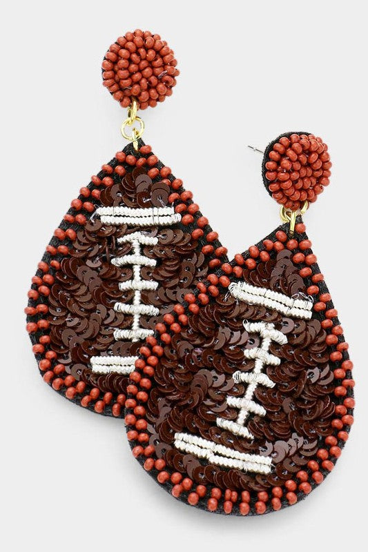 sequin football earrings