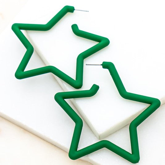 star hoop earrings in green