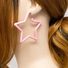 star hoop earrings in pink